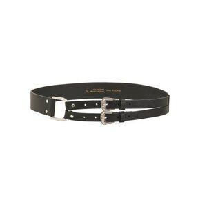 MARTINA MORI Black Made In Italy Leather Double Buckle Belt